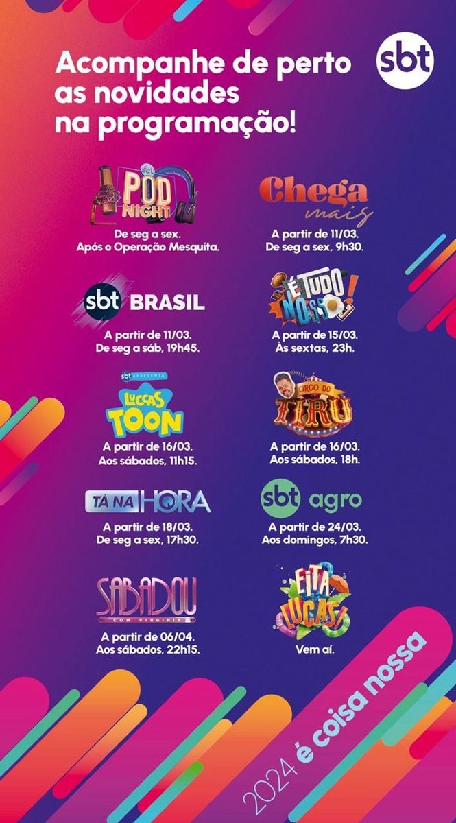 Grade de programação 2024 é coisa nossa