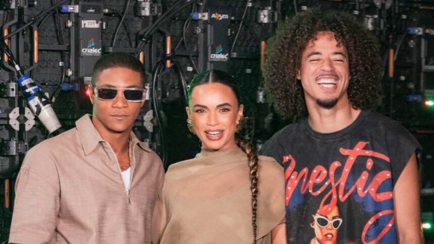 Humberto Morais, Giovana Cordeiro e L7nnon nos bastidores do Domingão