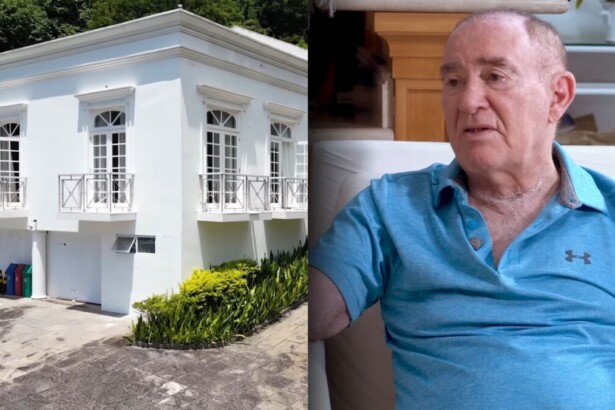 Renato Aragão em uma montagem com a sua luxuosa Mansão, com a fachada
