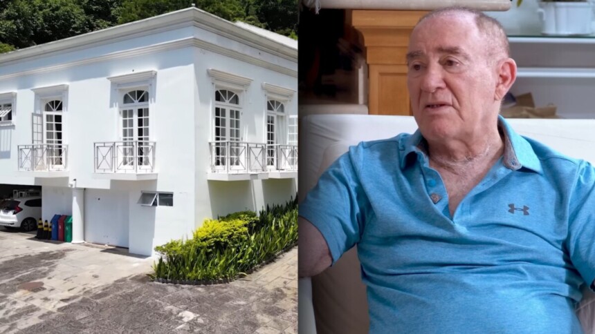 Renato Aragão em uma montagem com a sua luxuosa Mansão, com a fachada