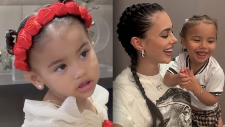 Mavie posando sozinha e depois no colo da mamãe Bruna Biancardi