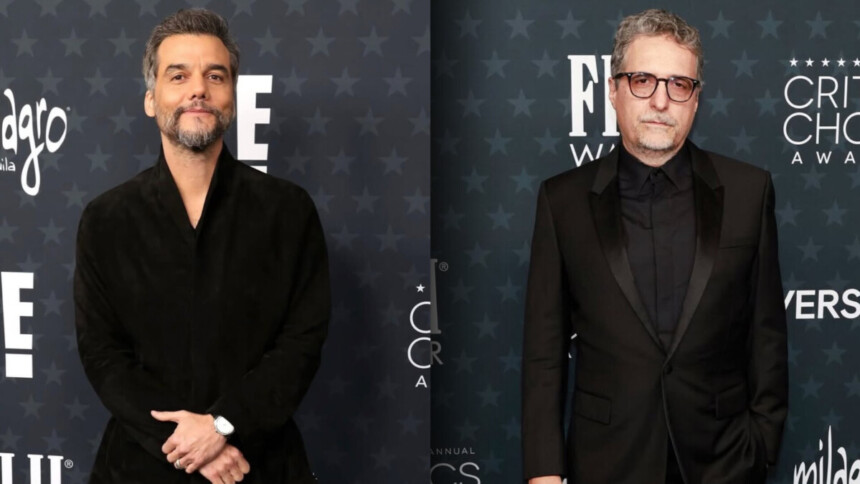 Wagner Moura e Kleber Mendonça Filho no tapete vermelho do Critics Choice Awards