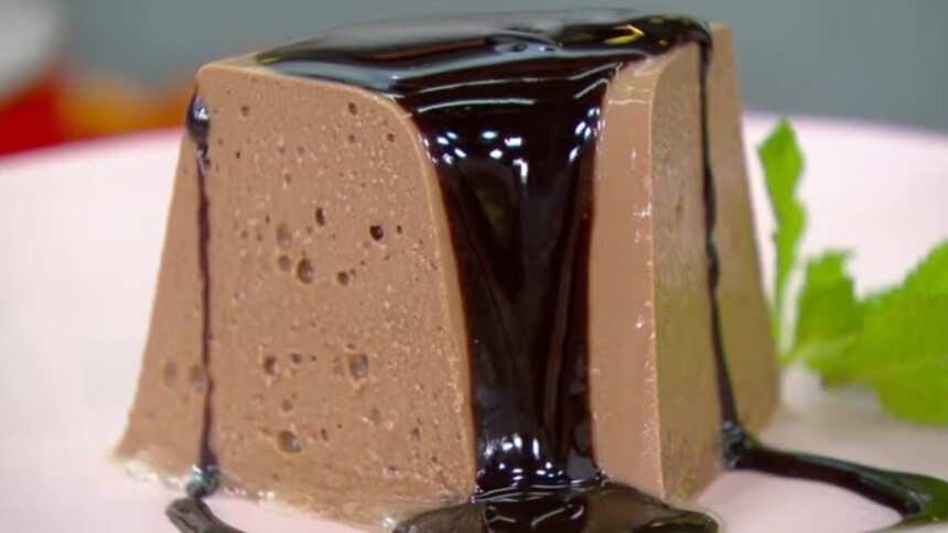 Pudim de banana e chocolate em trecho de receita do Mais Você