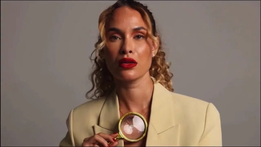 Sarah Andrade segura uma lupa em vídeo dias antes da estreia do BBB 26