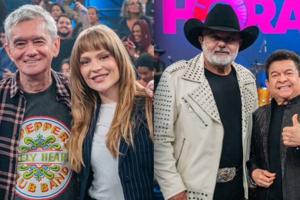 Serginho Groisman, Luísa Sonza, Rionegro e Solimões em uma montagem no Altas Horas
