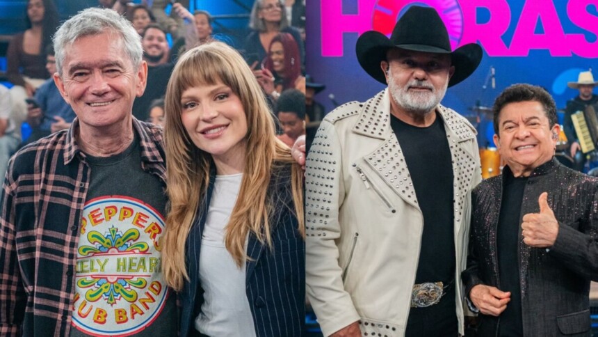 Serginho Groisman, Luísa Sonza, Rionegro e Solimões em uma montagem no Altas Horas
