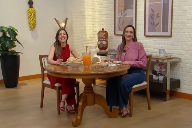 Taisa Pelosi e Paola Pretto na mesa de café da manhã no programa Manhã Com Você