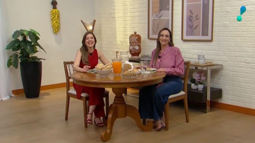 Taisa Pelosi e Paola Pretto na mesa de café da manhã no programa Manhã Com Você