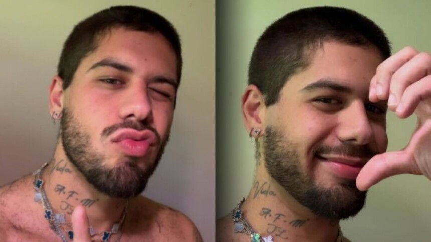 Zé Felipe mostrando o novo corte de cabelo após promessa