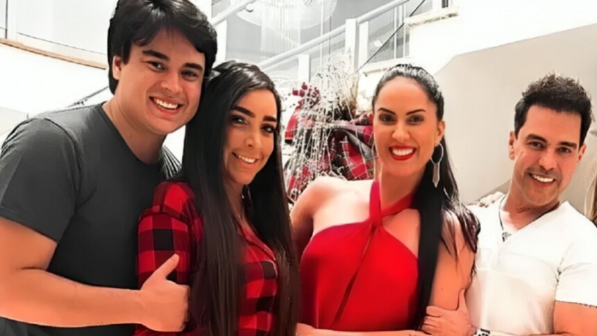 Zezé, Graciele, Igor e Amabylle posando juntos