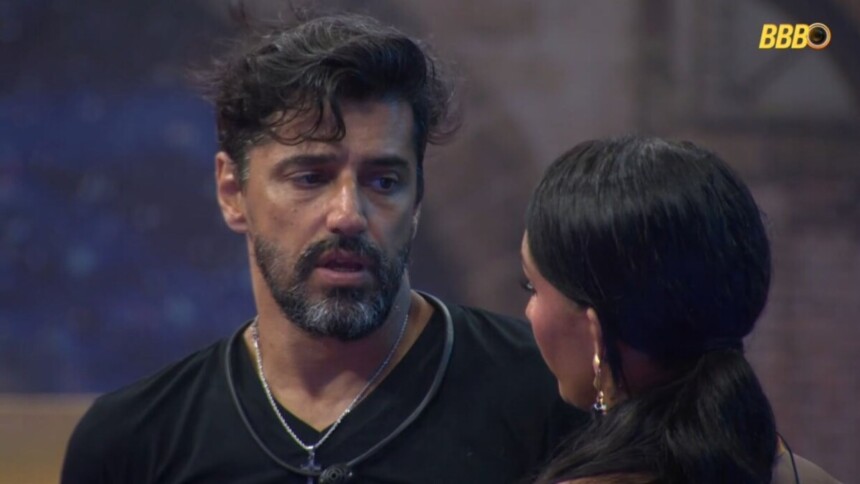 Alberto Cowboy e Maxiane em conversa na Festa do Líder do BBB 26