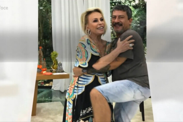 Ana Maria Braga e Tom Veiga em uma foto antiga resgatada na homenagem no Mais Você