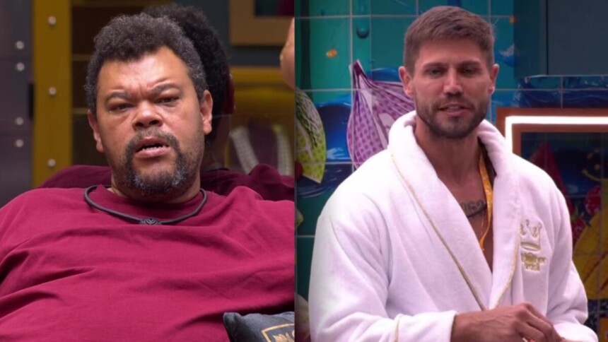 Babu e Jonas em montagem no BBB 26 com trechos da treta