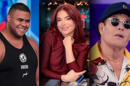 Bitelo, Gkay e Sergio Mallandro em uma montagem no - Programa Silvio Santos
