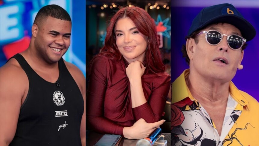 Bitelo, Gkay e Sergio Mallandro em uma montagem no - Programa Silvio Santos