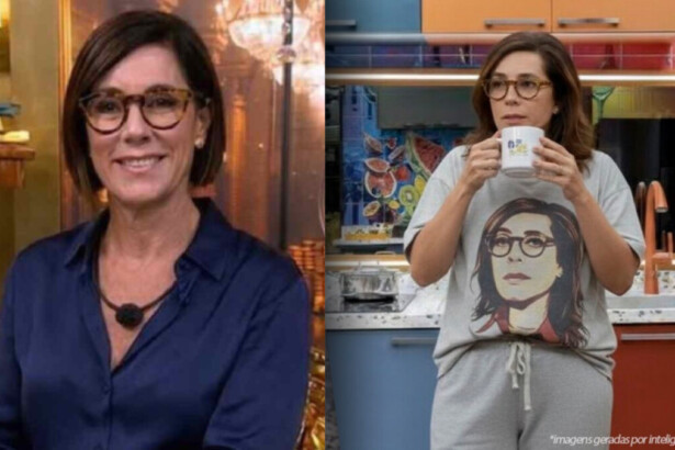 Christiane Torloni em imagens geradas por IA dentro do BBB 26 como se estivesse no confessionário ou tomando café na cozinha VIP