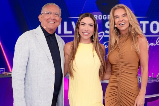 Galvão Bueno e Desirée Soares, ao lado de Patricia Abravanel, no Programa Silvio Santos