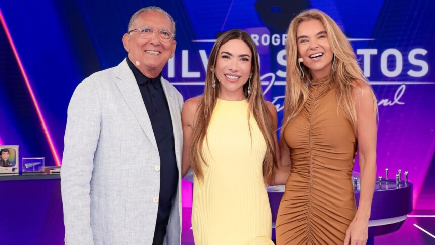 Galvão Bueno e Desirée Soares, ao lado de Patricia Abravanel, no Programa Silvio Santos