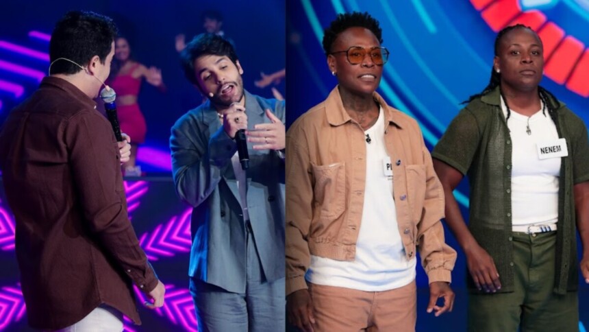 Hugo e Guilherme e Pepê e Neném em uma montagem no Programa Silvio Santos
