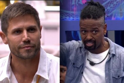 Jonas e Leandro em uma montagem no BBB 26
