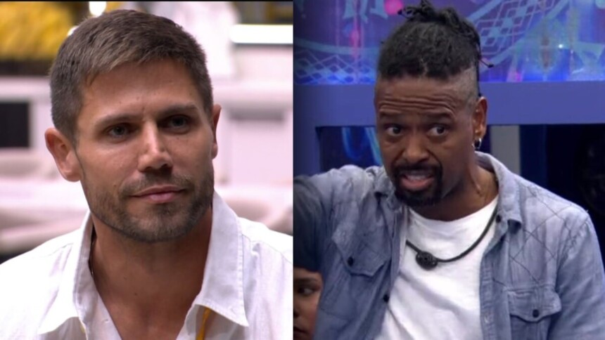Jonas e Leandro em uma montagem no BBB 26