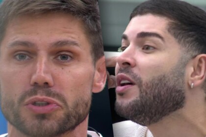 Jonas e Marcelo em uma montagem em trecho de treta no BBB 26