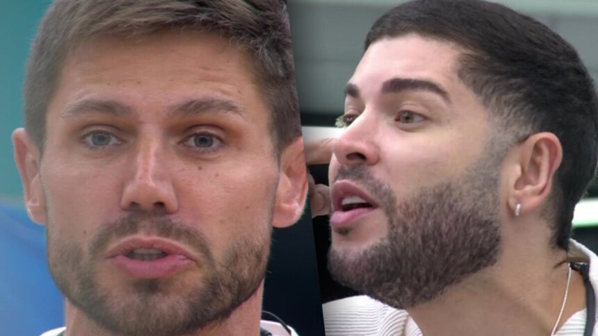 Jonas e Marcelo em uma montagem em trecho de treta no BBB 26