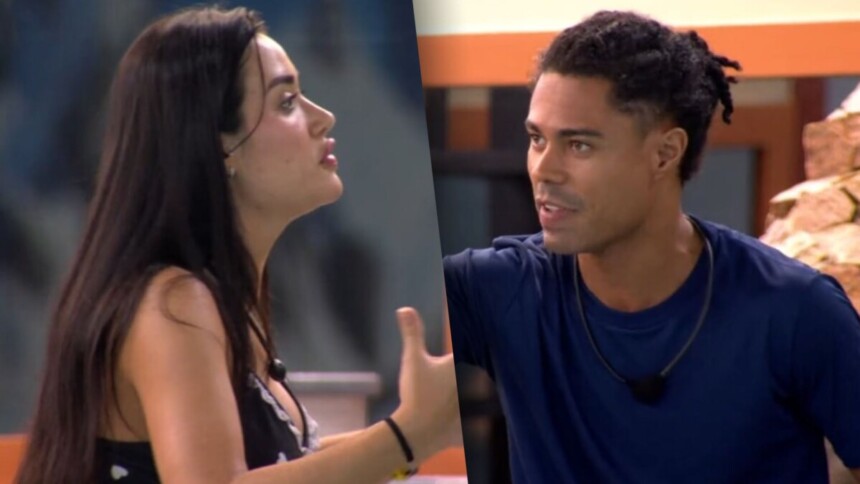Jordana e Breno em uma montagem na treta do BBB 26