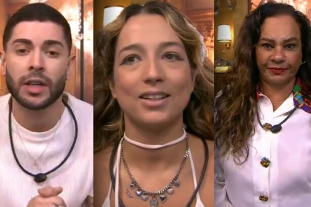 Marcelo, Samira e Solange Couto em uma montagem no BBB 26