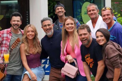 Marcos Mion e atores de Malhação nos bastidores do Caldeirão