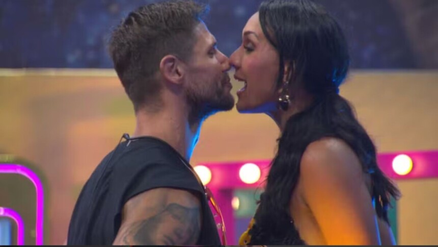 Maxiane e Jonas trocando beijos na Festa do Líder do BBB 26