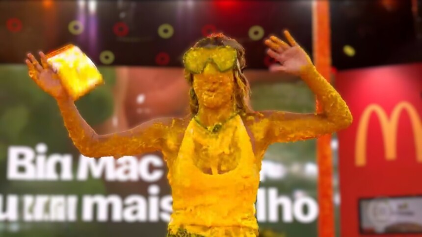 Samira coberta de molho amarelo na Prova Bate e Volta do BBB 26