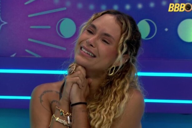 Sarah Andrade emocionada em trecho do Presente do almoço do Anjo no BBB 26