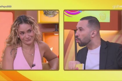 Sarah e Gil dividindo tela em trecho do Bate-Papo BBB