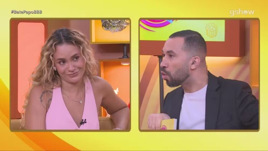 Sarah e Gil dividindo tela em trecho do Bate-Papo BBB
