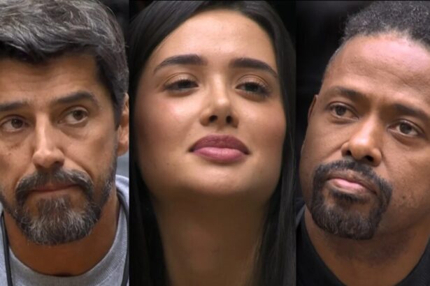 Alberto Cowboy, Jordana e Leandro Boneco dividem tela na sala do BBB 26. Ambos estão apreensivos