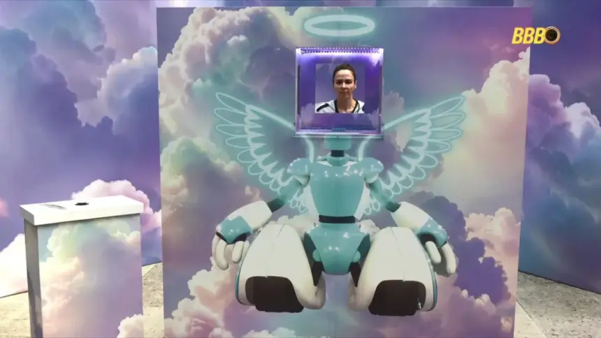 Ana Paula no cenário da Prova do Anjo do BBB 26 assustada ao saber que estava eliminada da disputa