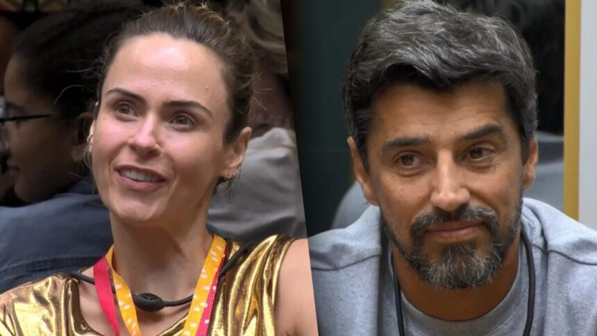 Ana Paula sorrir dividindo tela com Alberto Cowboy na sala do BBB 26