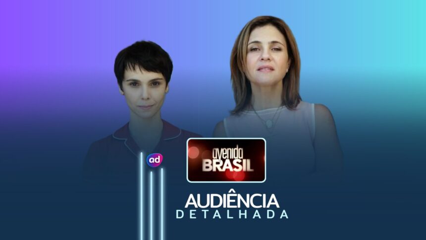 Nina e Carminha na arte da audiência detalhada da novela Avenida Brasil