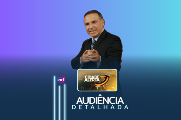 Reinaldo Gottino ao lado do logo do Cidade Alerta na arte de audiência detalhada