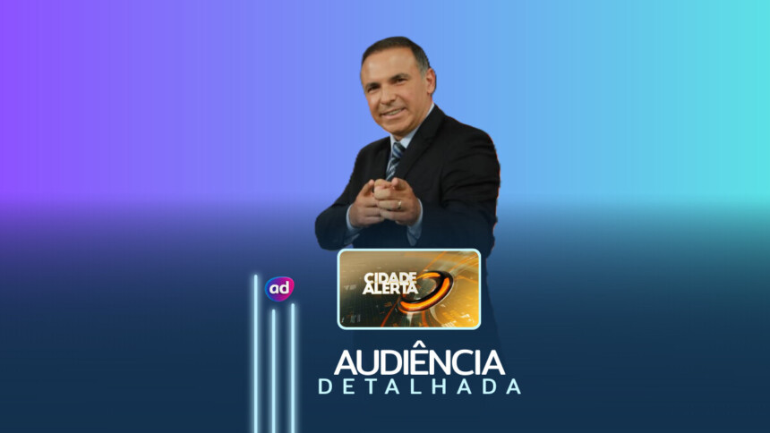 Reinaldo Gottino ao lado do logo do Cidade Alerta na arte de audiência detalhada
