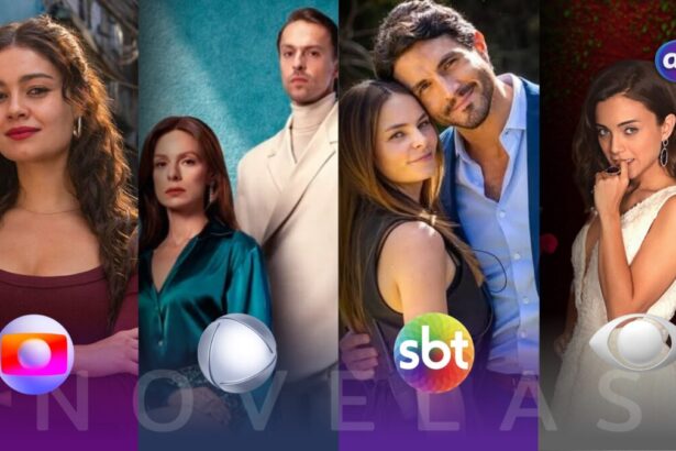 Protagonistas das novelas da TV Globo, RECORD, SBT e Band na arte das audiências