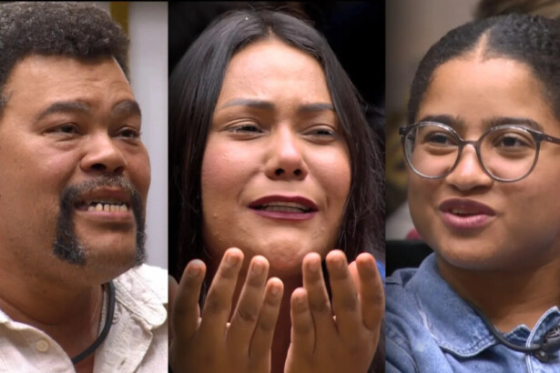 Babu se emociona, junto com Chaiany, enquanto Milena sorrir na sala ao pedir votos no 8º Paredão do BBB 26