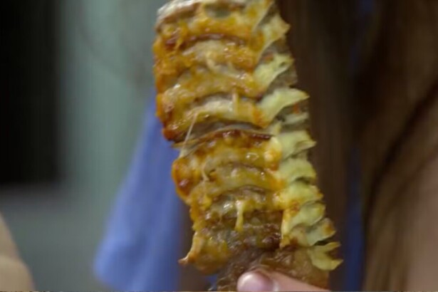 Espeto de tortilha com carne em trecho de receita do Mais Você