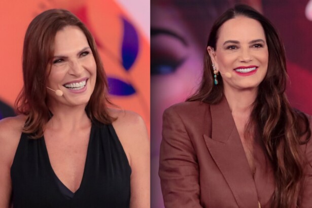 Laura Muller e Luiza Brunet em uma montagem, no Programa Silvio Santos