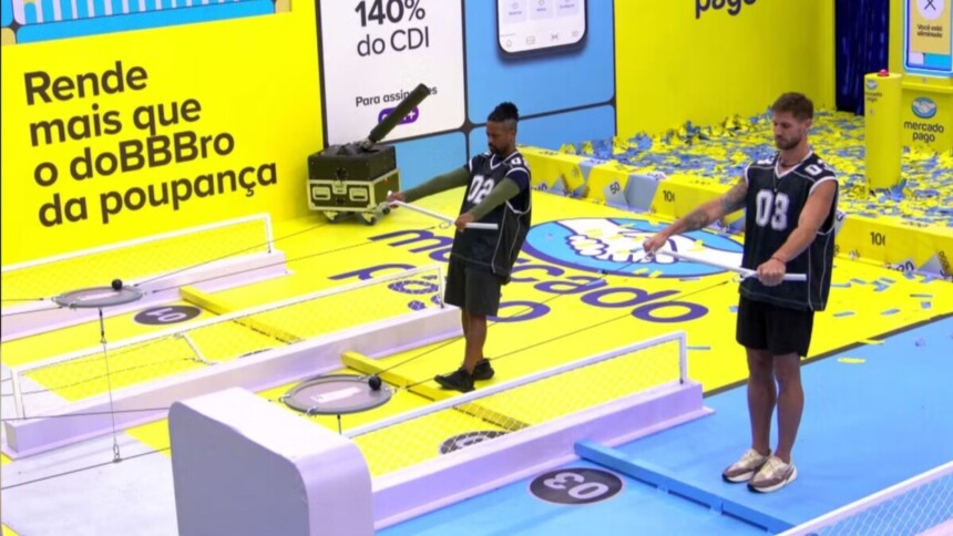 Leandro e Jonas em trecho da Prova do Líder de Resistência no BBB 26