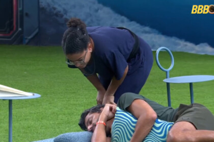 Milena provoca Cowboy, que está deitado, na área externa do BBB 26