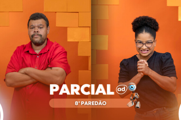 Babu divide tela com Milena na arte da parcial da enquete do Paredão do BBB 26