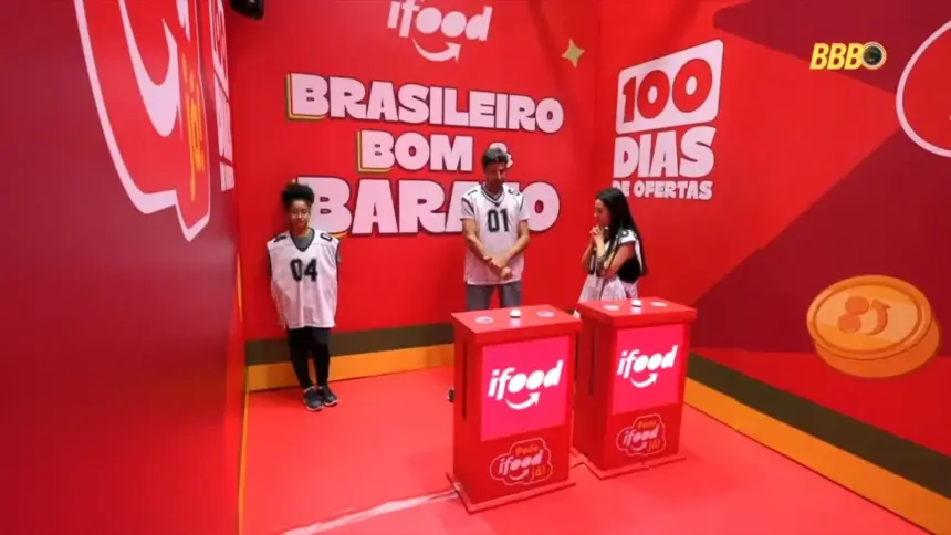 Milena ao lado de Alberto Cowboy e Jordana na sala de espera para a Prova do Líder