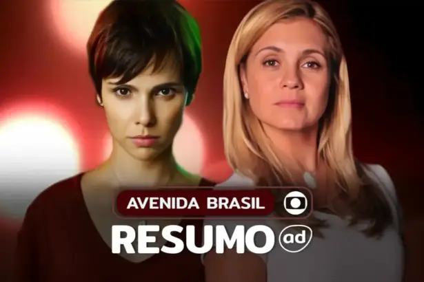 Nina/Rita e Carminha lado a lado na arte do resumo de Avenida Brasil